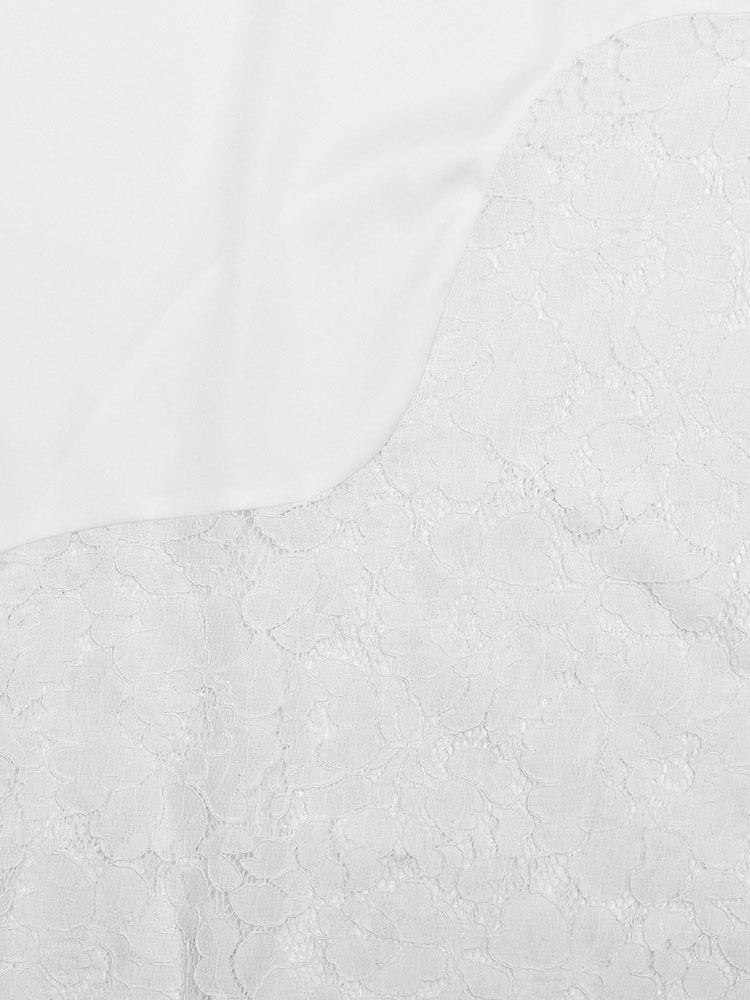 White Lace Panel Slip Maxi Dress For Women Elegant Evening Style