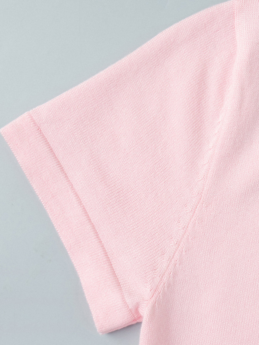 Soft Pink V Neck Knit Maxi Dress For Women Elegant Daily Style
