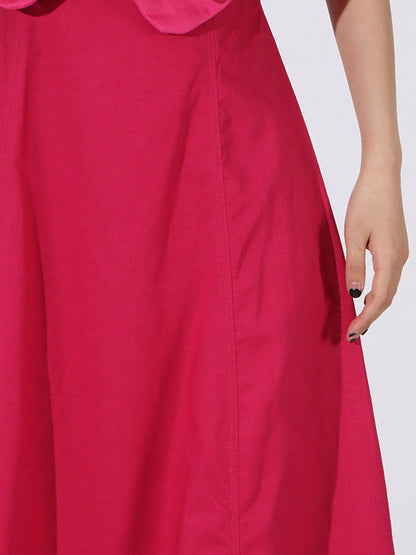 Vacation Dresses Midi Flowers Sleeveless Off-The-Shoulder Chic High Rise Red Dress
