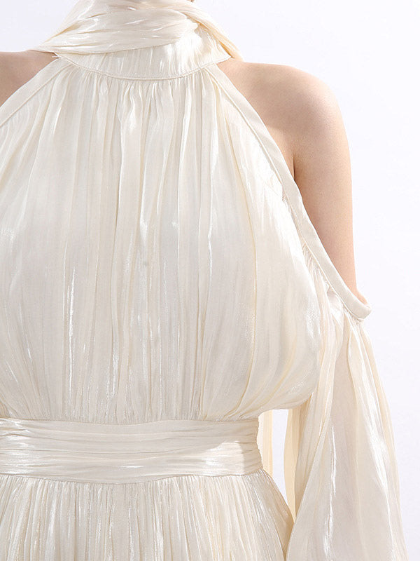Party Maxi Dresses Apricot Sleeveless Open Shoulder Chic Semi Formal Summer Dress