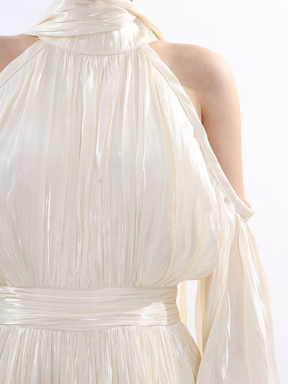 Party Maxi Dresses Apricot Sleeveless Open Shoulder Chic Semi Formal Summer Dress