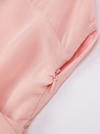 Vacation Dresses Maxi Sheer Sleeveless V-Neck Elegant Pink Summer Dress
