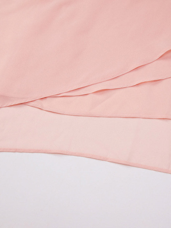 Vacation Dresses Maxi Sheer Sleeveless V-Neck Elegant Pink Summer Dress