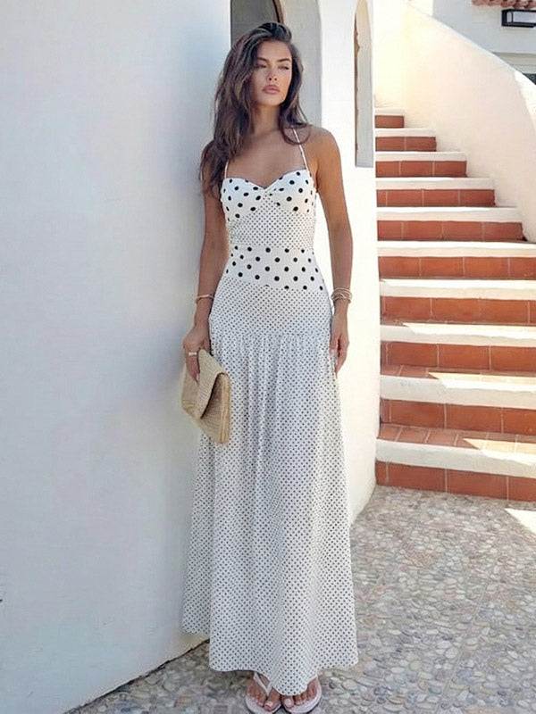 Daily Dresses Maxi Woman's Dress Sleeveless Straps Neck Sexy White Dress