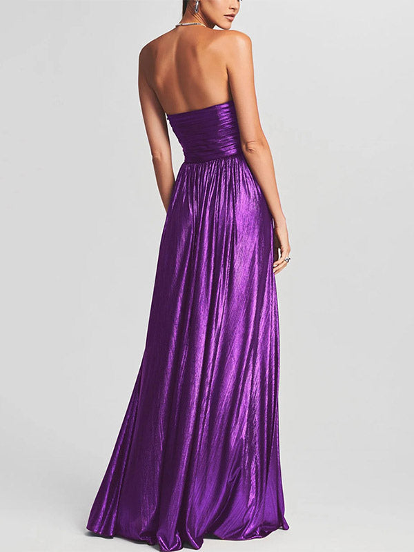 Party Dress Maxi Gold Sleeveless Backless Sexy Semi Formal Gown