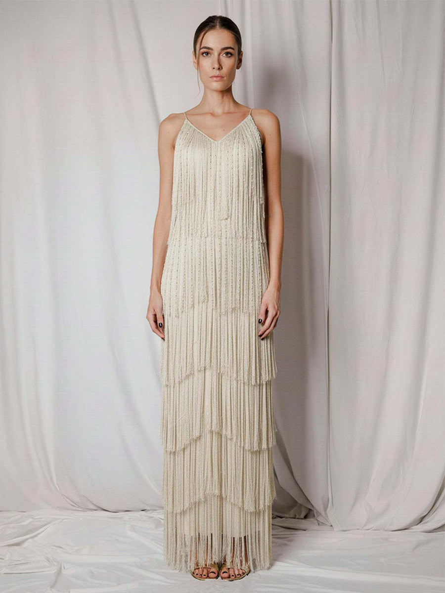 Party Dress Maxi Gold V-Neck Sleeveless Open Shoulder Sexy Semi Formal Summer Dress