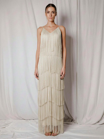 Party Dress Maxi Gold V-Neck Sleeveless Open Shoulder Sexy Semi Formal Summer Dress