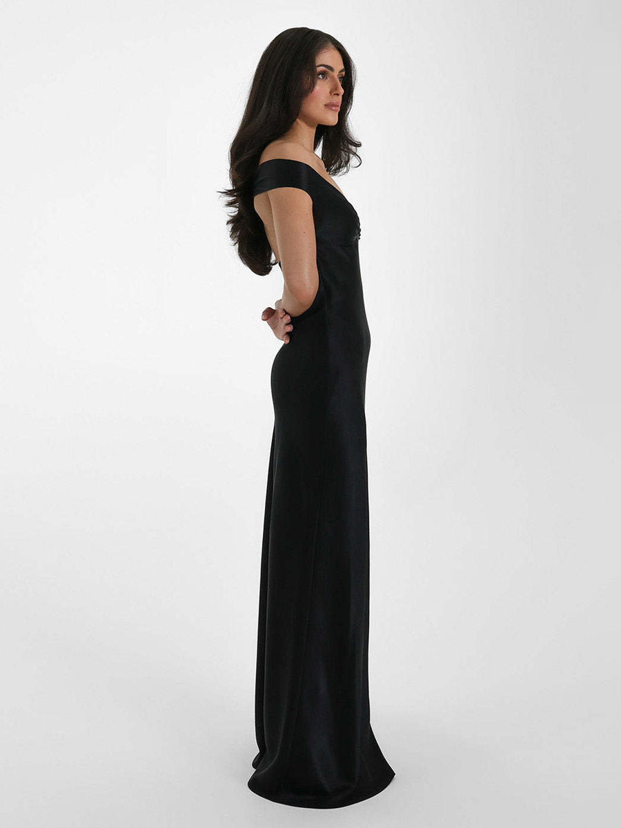 Party Dress Maxi Beige V-Neck Off-Shoulder Backless Chic Semi Formal Summer Gown