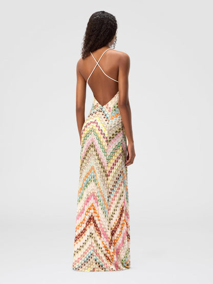 Vacation Dresses Maxi Backless Sleeveless Halter Casual Blue Summer Dress
