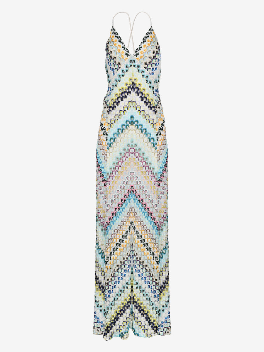 Vacation Dresses Maxi Backless Sleeveless Halter Casual Blue Summer Dress