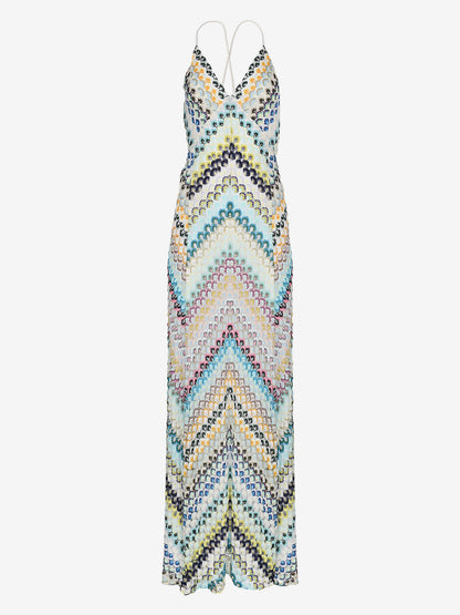 Vacation Dresses Maxi Backless Sleeveless Halter Casual Blue Summer Dress