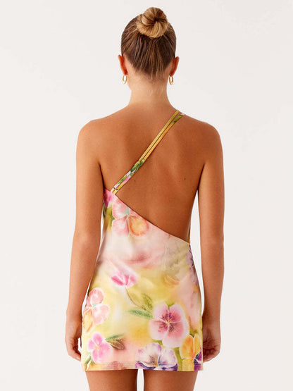 Midi Dress Floral Print Chiffon Chic Straps Neck Sleeveless Daily Summer Dresses