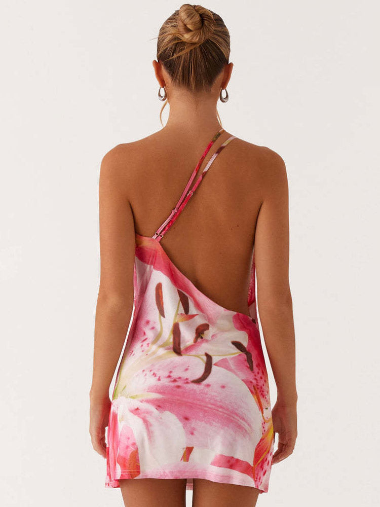 Midi Dress Floral Print Chiffon Chic Straps Neck Sleeveless Daily Summer Dresses