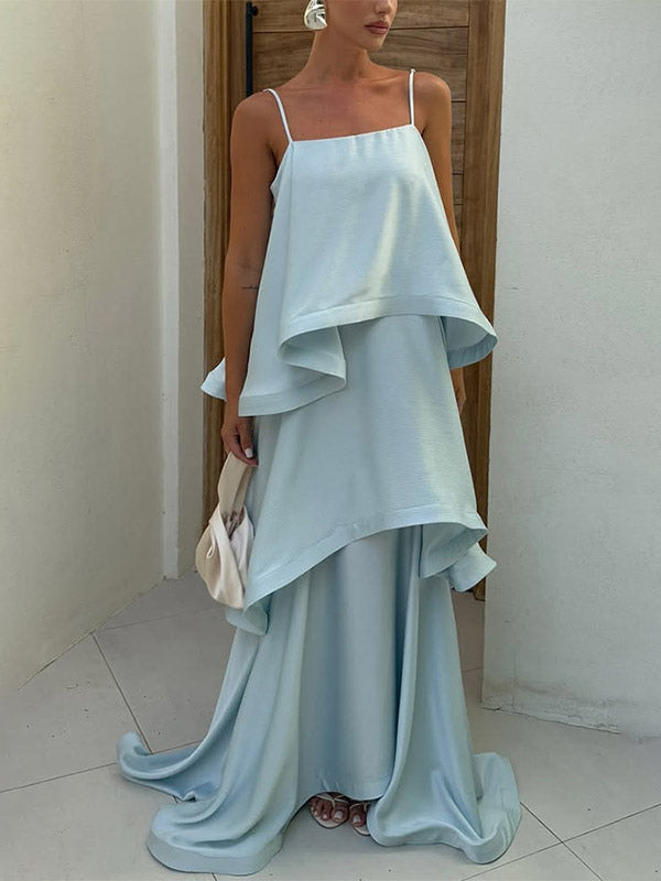 Date Night Dresses Maxi Sleeveless Straps Neck Sexy Yellow Bohemian Dress
