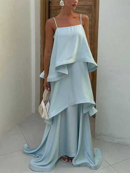 Date Night Dresses Maxi Sleeveless Straps Neck Sexy Yellow Bohemian Dress