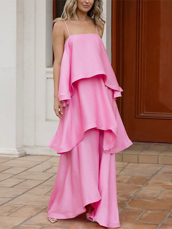 Date Night Dresses Maxi Sleeveless Straps Neck Sexy Yellow Bohemian Dress