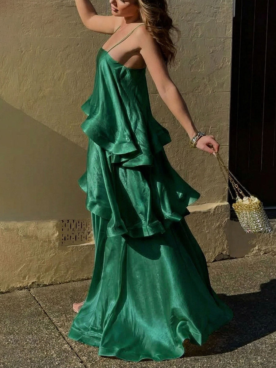 Date Night Dresses Maxi Sleeveless Straps Neck Sexy Yellow Bohemian Dress