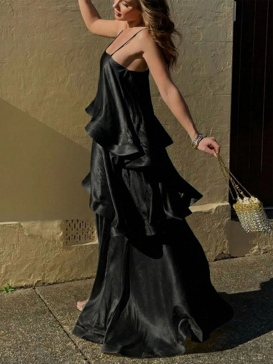 Date Night Dresses Maxi Sleeveless Straps Neck Sexy Yellow Bohemian Dress