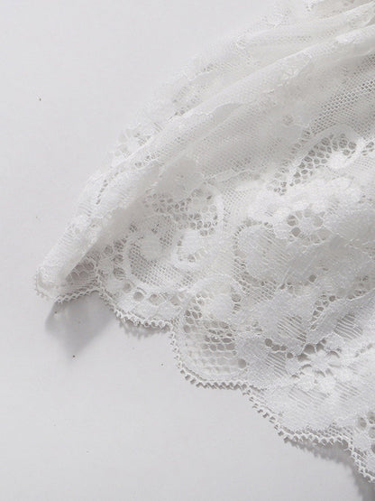 Daily Dresses Woman's Mini White Lace Off-The-Shoulder Raised Waist Dress