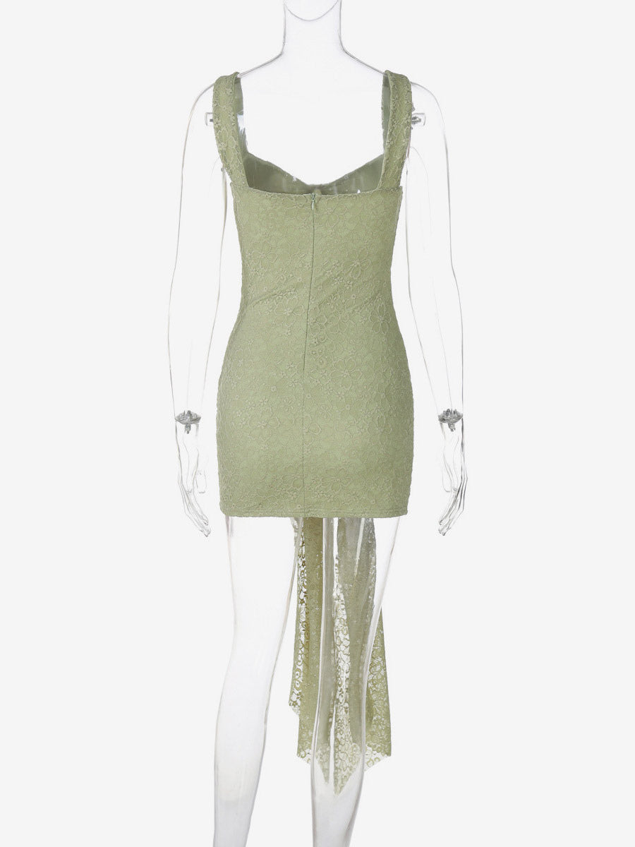 Party Dress Mini Black Straps Neck Lace Sleeveless Backless Casual Semi Formal Dress