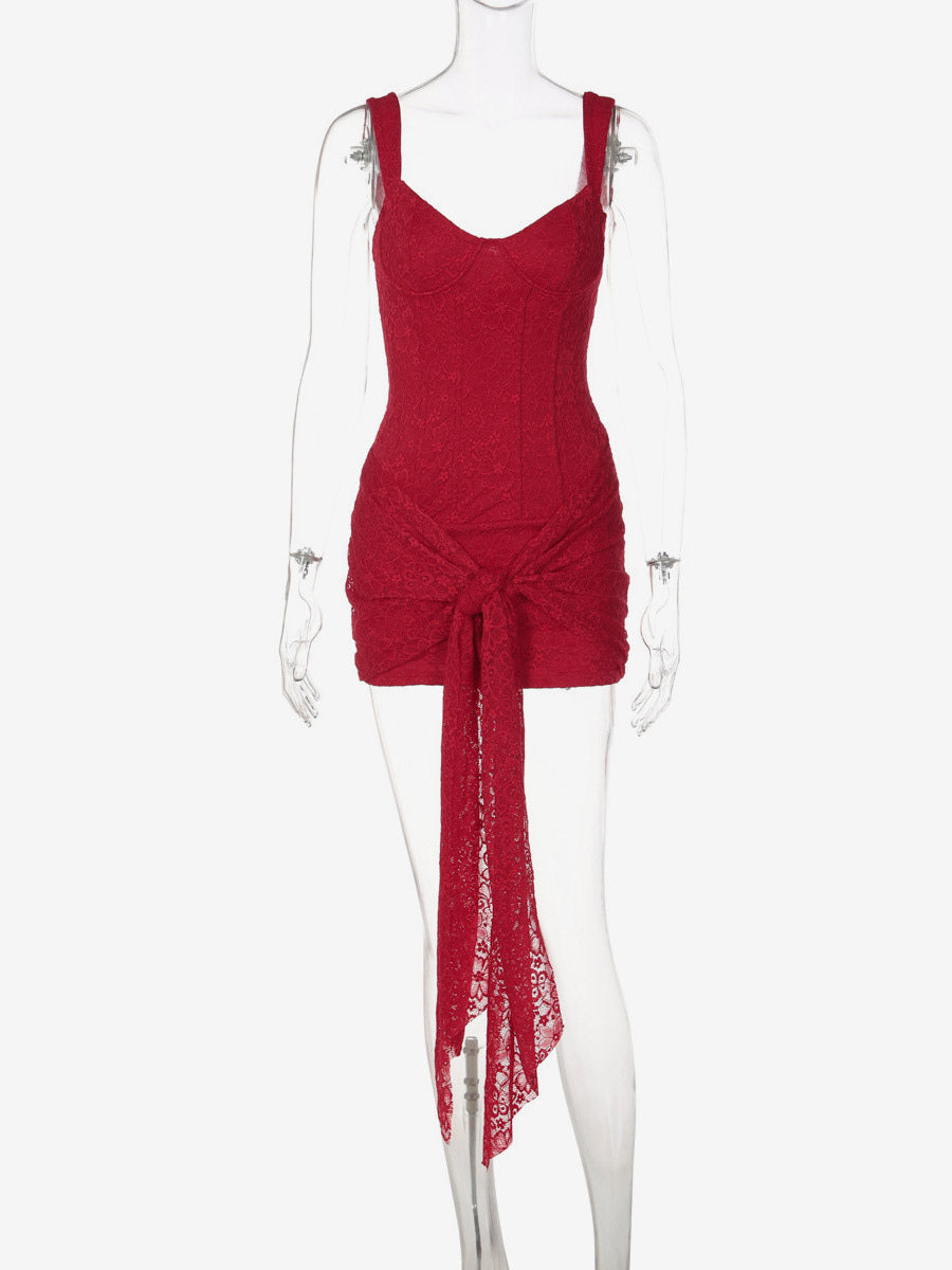 Party Dress Mini Black Straps Neck Lace Sleeveless Backless Casual Semi Formal Dress