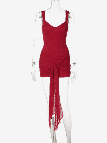 Party Dress Mini Black Straps Neck Lace Sleeveless Backless Casual Semi Formal Dress