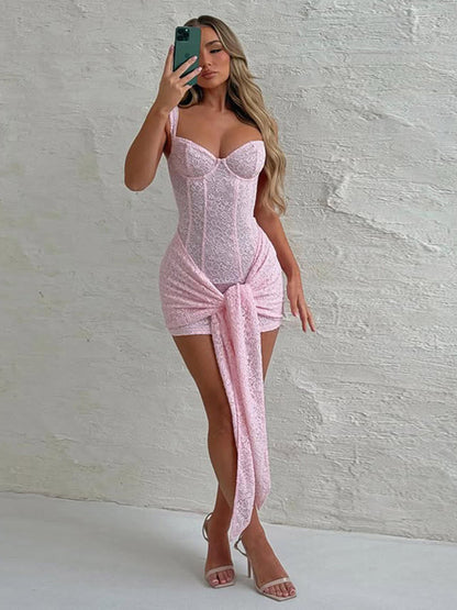 Party Dress Mini Black Straps Neck Lace Sleeveless Backless Casual Semi Formal Dress