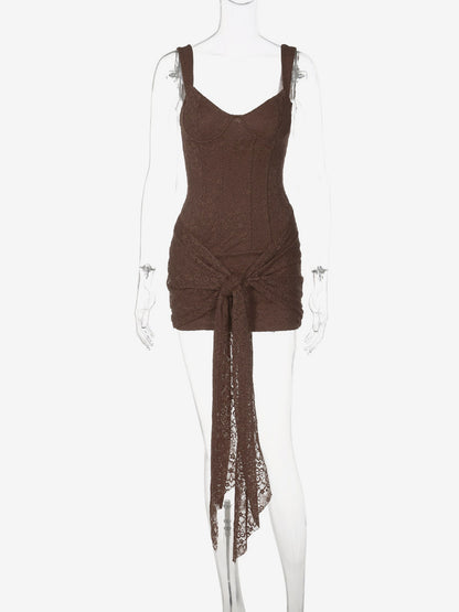 Party Dress Mini Black Straps Neck Lace Sleeveless Backless Casual Semi Formal Dress