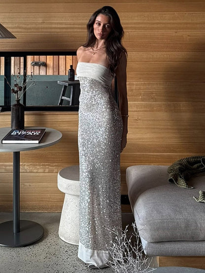 Party Dress Mint Green Strapless Sequins Backless Sleeveless Casual Semi Formal Dress
