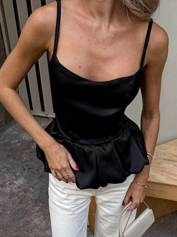 Vest Black Cami Top Straps Neck Chic Camis For Women