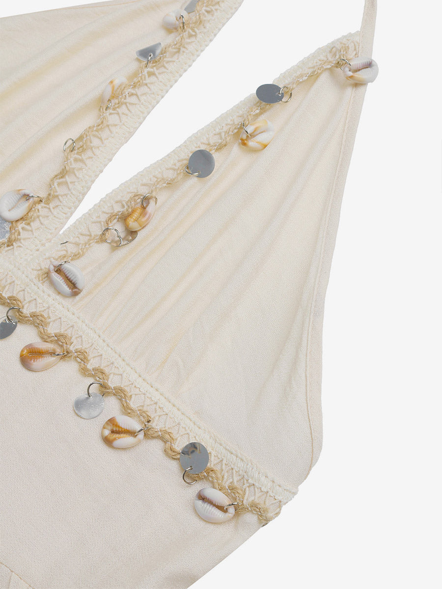 Backless Halter Maxi Dress With Ruffle Details Boho Glamour For Beach Beyond