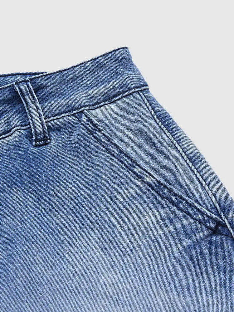 Jeans Light Wash Barrel High Waisted Cropped Denim Pants