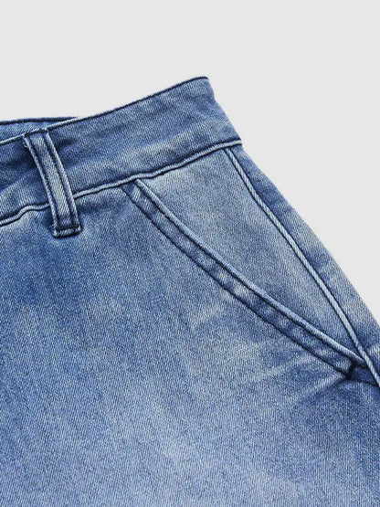 Jeans Light Wash Barrel High Waisted Cropped Denim Pants
