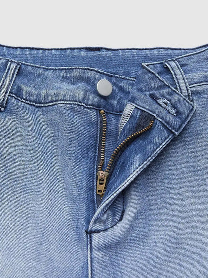 Jeans Light Wash Barrel High Waisted Cropped Denim Pants