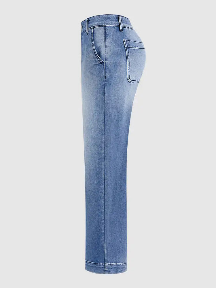 Jeans Light Wash Barrel High Waisted Cropped Denim Pants