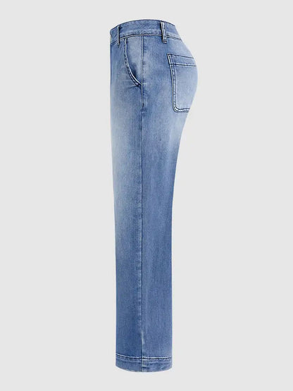Jeans Light Wash Barrel High Waisted Cropped Denim Pants