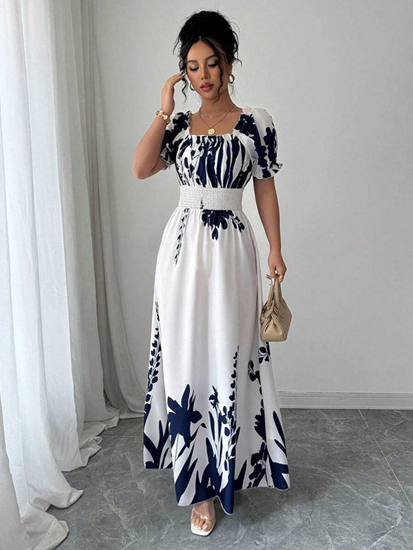 Floral Print Square Neck Maxi Dress For Women Elegant Summer Ready