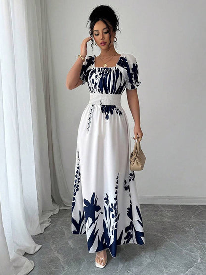 Floral Print Square Neck Maxi Dress For Women Elegant Summer Ready