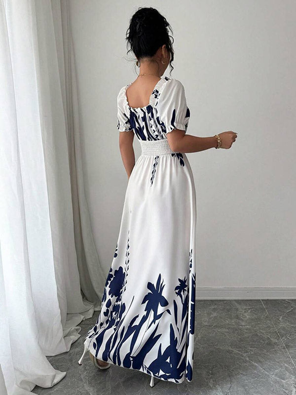 Floral Print Square Neck Maxi Dress For Women Elegant Summer Ready