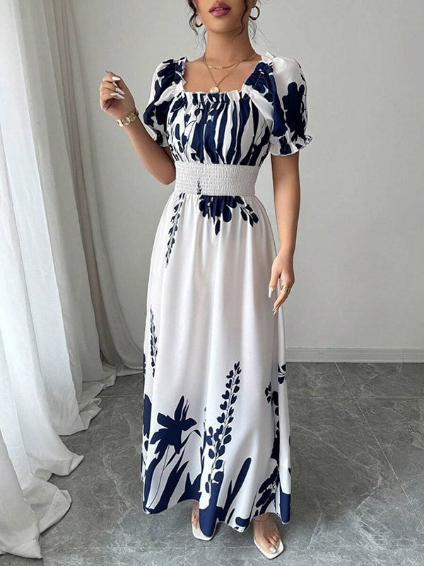 Floral Print Square Neck Maxi Dress For Women Elegant Summer Ready