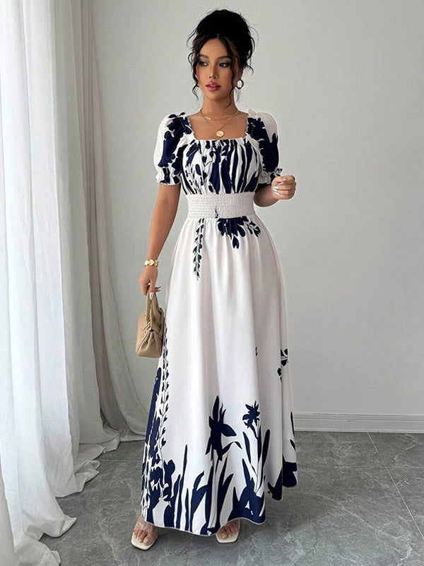 Floral Print Square Neck Maxi Dress For Women Elegant Summer Ready