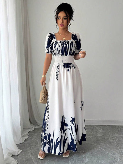 Floral Print Square Neck Maxi Dress For Women Elegant Summer Ready