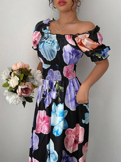 Floral Print Square Neck Maxi Dress For Women Elegant Summer Ready