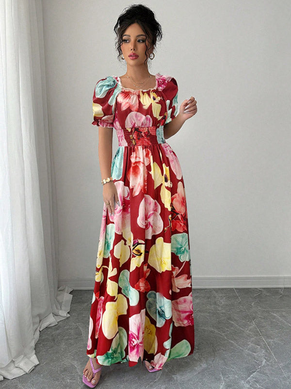 Floral Print Square Neck Maxi Dress For Women Elegant Summer Ready