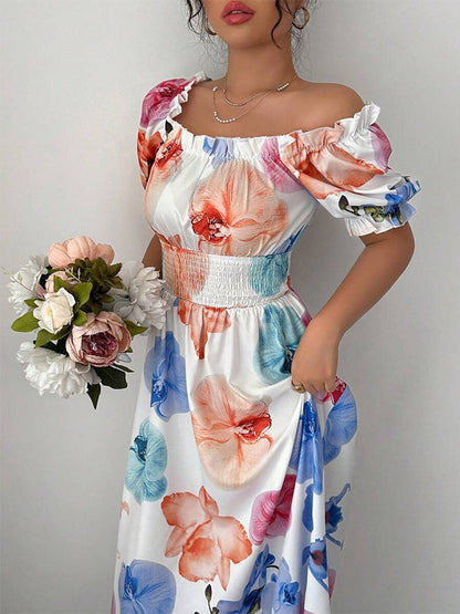 Floral Print Square Neck Maxi Dress For Women Elegant Summer Ready