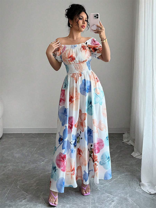 Floral Print Square Neck Maxi Dress For Women Elegant Summer Ready