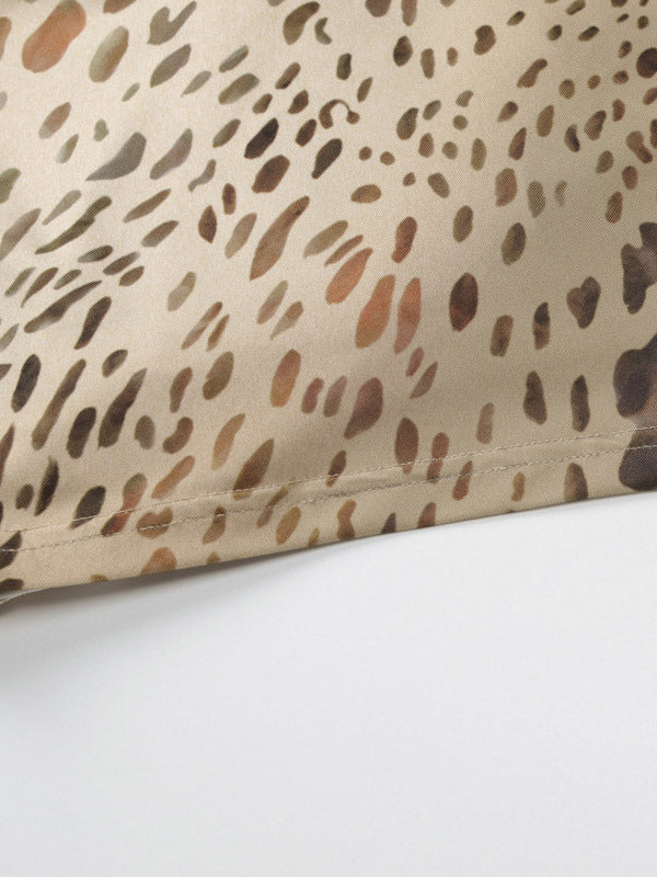 Party Dress Maxi Leopard Halter Pleated Leopard Print Asymmetrical Chic Semi Formal Dress