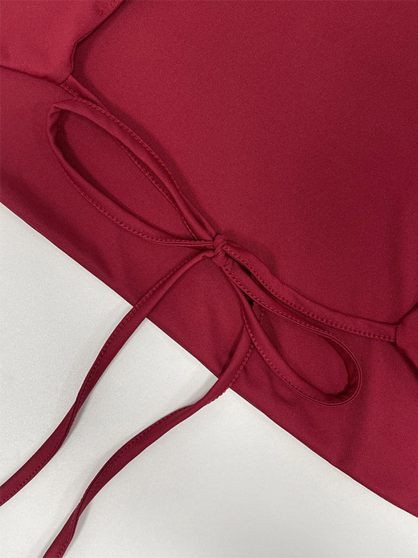 Two Piece Sets Burgundy Chic Daily Casual Cowl Neck Sleeveless Top Pant Set