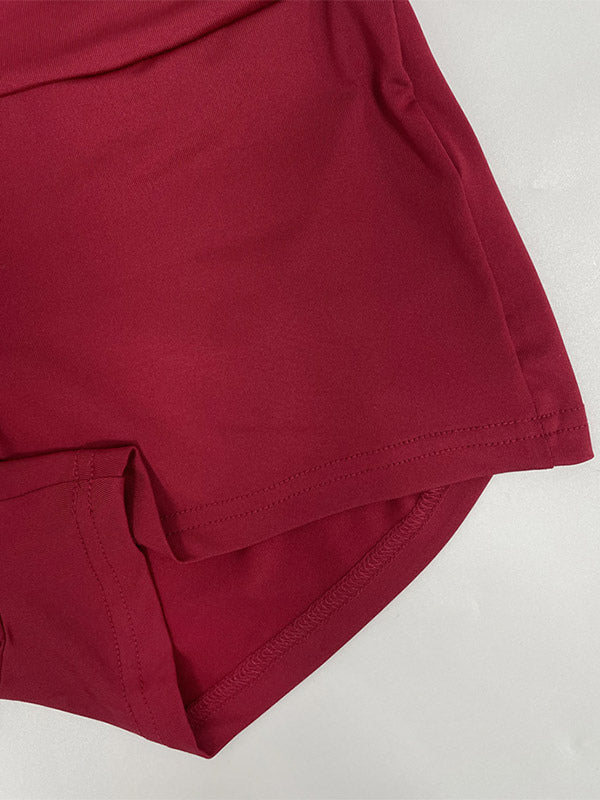 Two Piece Sets Burgundy Chic Daily Casual Cowl Neck Sleeveless Top Pant Set