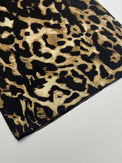 Two Piece Sets Leopard Leopard Print Daily Casual Strapless Long Sleeves Top Pant Set